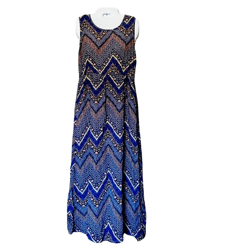Just Love Blue Multi Chevron Maxi Dress